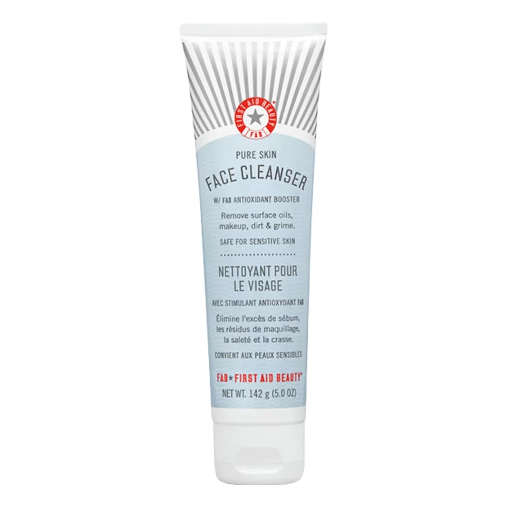 PURE SKIN
FACE CLEANSER
W/ FAB ANTIOXIDANT BOOSTER
Remove surface oils,
makeup, dirt & grime.
SAFE FOR SENSITIVE SKIN
FACIAL CLEANSER
WITH ANTIOXIDANT STIMULANT F
Removes excess oil, makeup residue, dirt and grime.
SUITABLE FOR SENSITIVE SKIN
FAB FIRST AID BEAUTY
NET WT. 142 g (5.0 0Z)